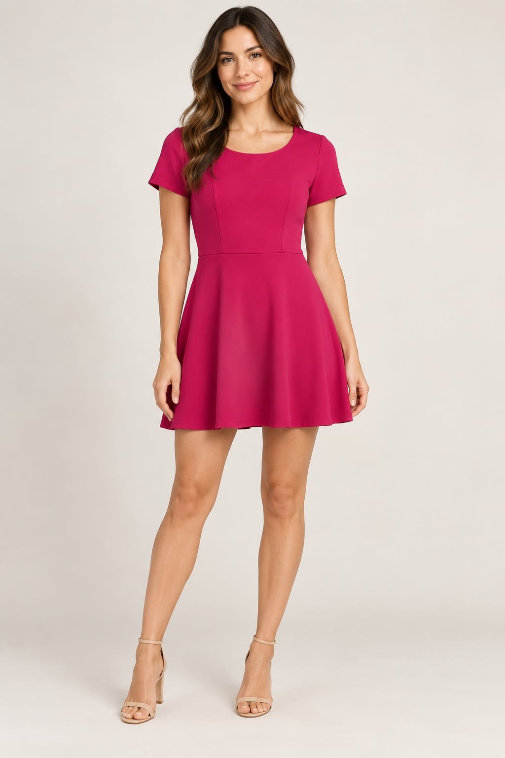Collective Concepts Hot Pink Fit and Flare Mini Dress small