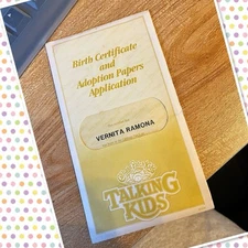 Vintage Cabbage Patch Kids Talking Girl Birth Certificate Only Vernita Ramona