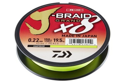 Daiwa J-Braid Grand X8E 135m Chartreuse 8x geflochtene Angel Schnur Alle Stärken