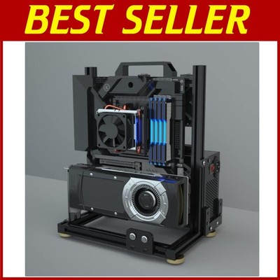Black Aluminum Mini Tower PC Case for Micro ATX Motherboards//