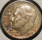 Silver Dime - Roosevelt - 1963-D (Heavily toned)