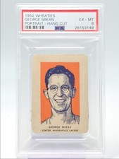 GEORGE MIKAN 1952-53 WHEATIES PORTRAIT HAND CUT LAKERS PSA 6 Q5775