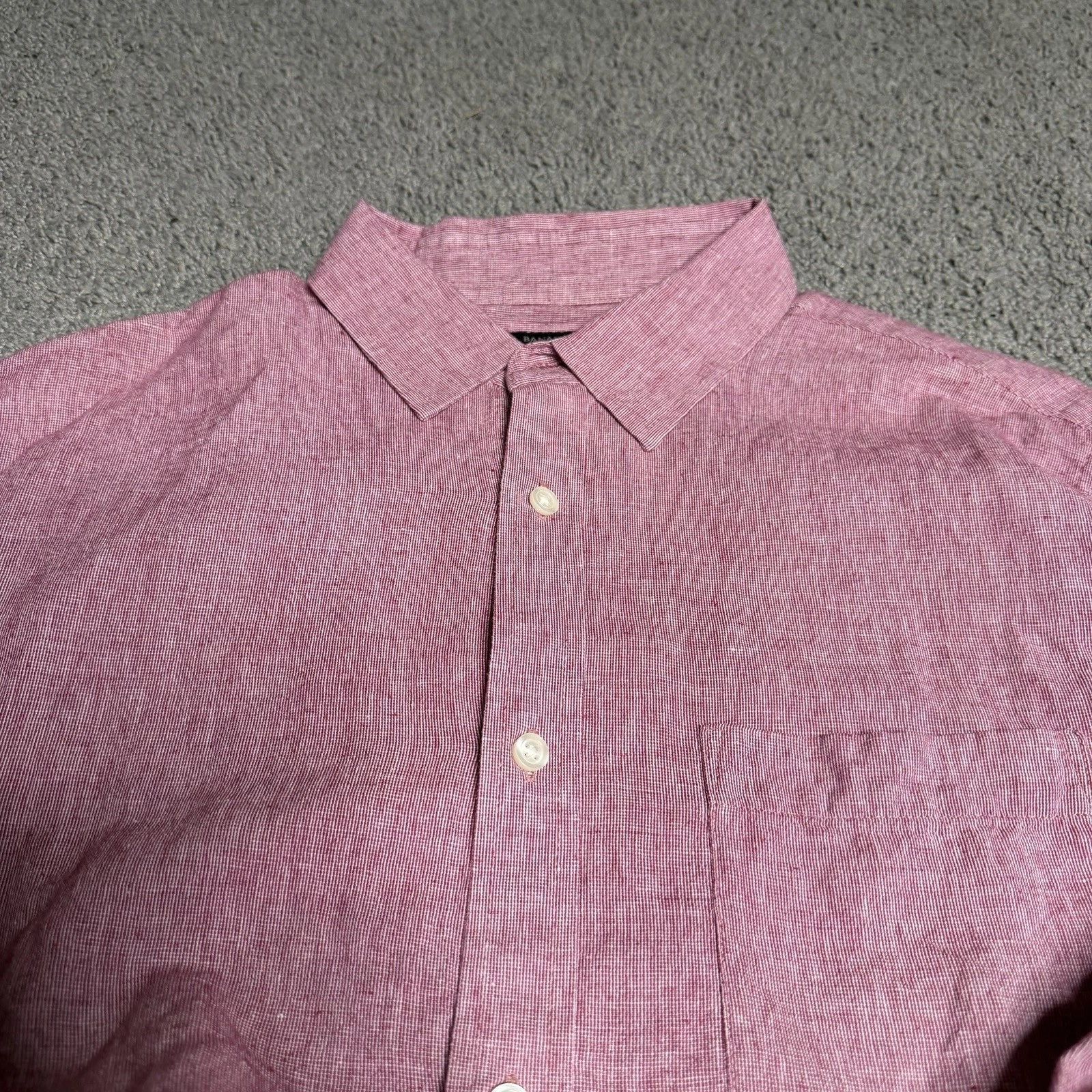 Banana Republic 100% Linen Slim Fit Shirt Mens L Red Long Sleeve Button Up