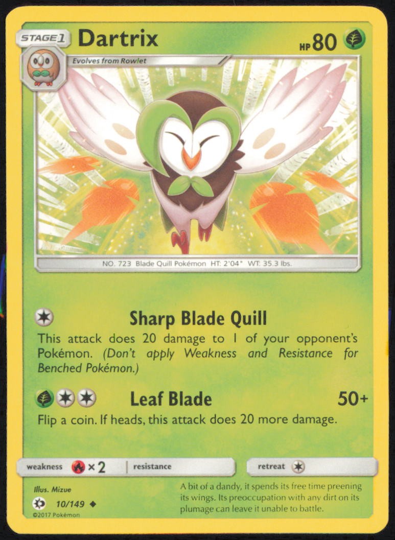 DARTRIX 10/149 UNCOMMON SM BASE SET POKEMON LIGHTLY PLAYED