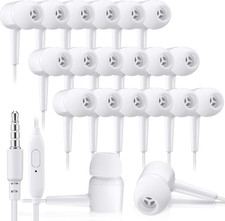 50 Pack Bulk Earbud Headphones with Mic Student in Ear Earbuds Classroom Wired E