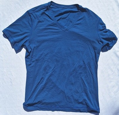 Lululemon V Neck Short Sleeve Active T-shirt Blue Men's