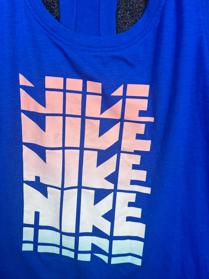Nike Sportswear Logo Graphic Tank Top Womens Size XL Blue Sleeveless Athleisure - Image 3 of 4