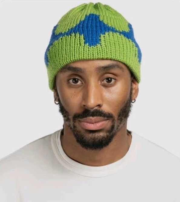 BK x Bailey Goldberg Bare Knuckle Star Beanie Lime/Royal Handmade In NY One Size
