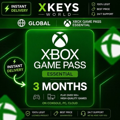Microsoft Xbox Game Pass Essential 3 Month Membership (Formerly Core)