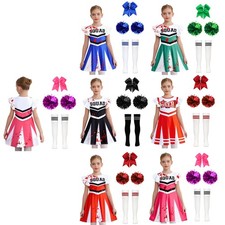 Kids Girls Bad Spirit Oufits Cheer Leading A-Line Dress Party Cheer Accessories