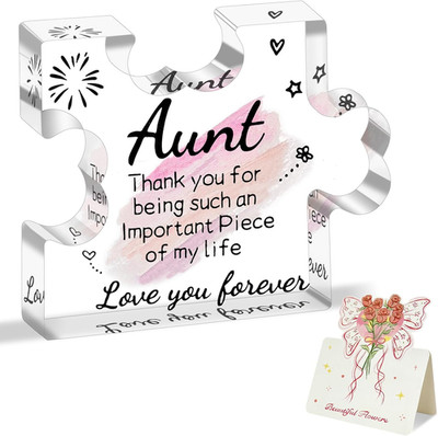 Aunt Gifts from Niece - Engraved Aunt Birthday Acrylic Puzzle Plaque- Shaped Pla