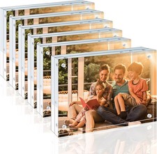 4x6 Acrylic Frames 6 Pack, 20mm Thicker Frameless Clear Picture Frames,