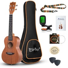 Everjoys Concert Ukulele Mahogany - 23 inch Professional Wooden Ukelele Free ...
