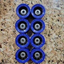 Chicago Skates 405 Roller Skate Wheels Set of 8 – Blue w/ Bearings –Indoor/O/D