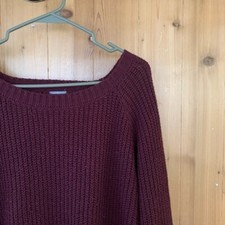 Charlotte Russe Burgundy Dark Red Open Back Knit Sweater Winter Womens Size M