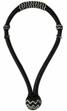 “Western Black & White Braided Rawhide‐Core Bosal Set – 40‐Plait Mecate Rein & H