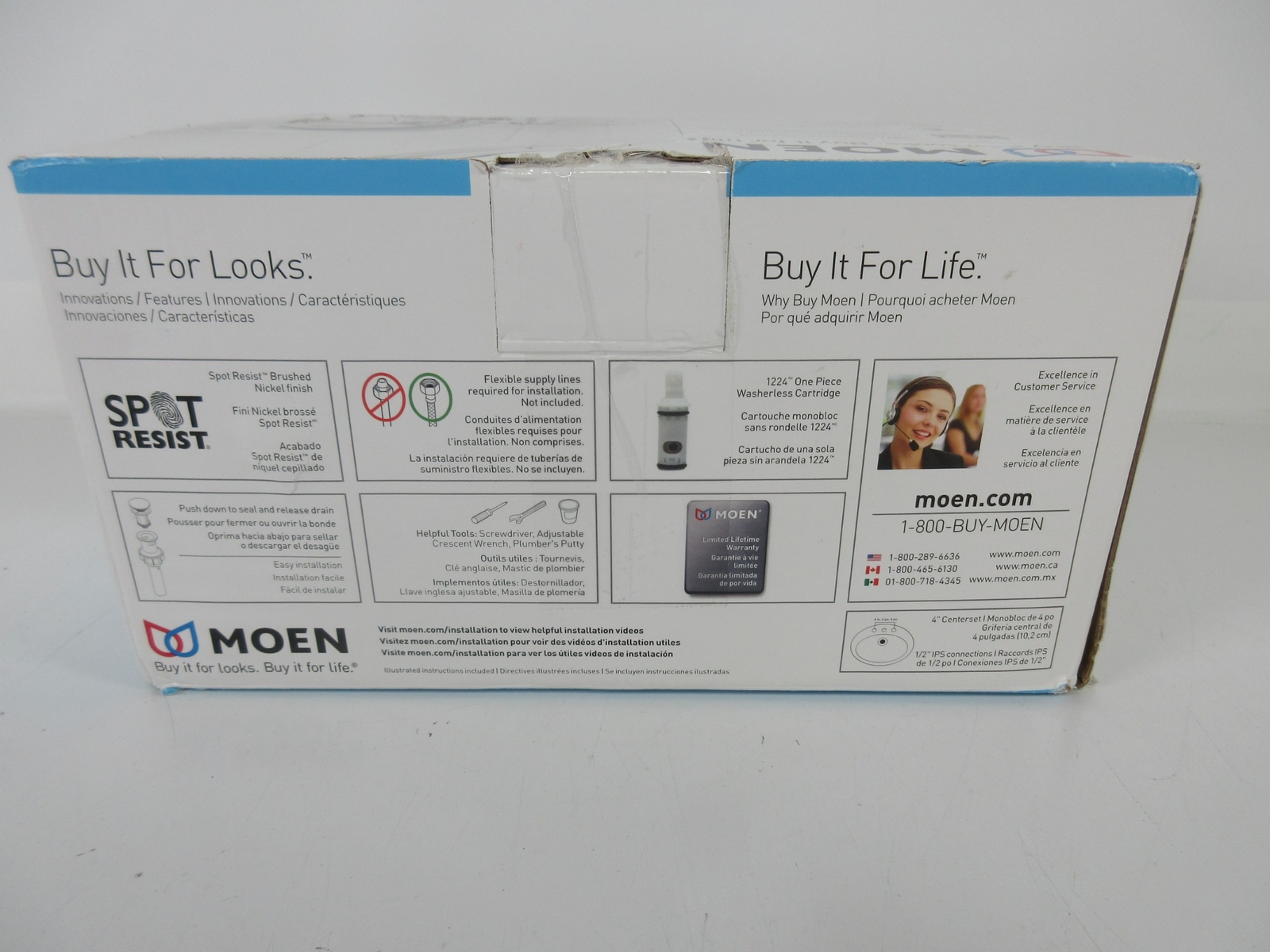 Moen Garden Bathroom Faucet Brushed Nickel 84137SRN Push Down Drain Included