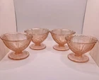 Jeannette Pink Cherry Blossom 2.75” Tall Sherbet Glasses W/Round Foot Set Of 4