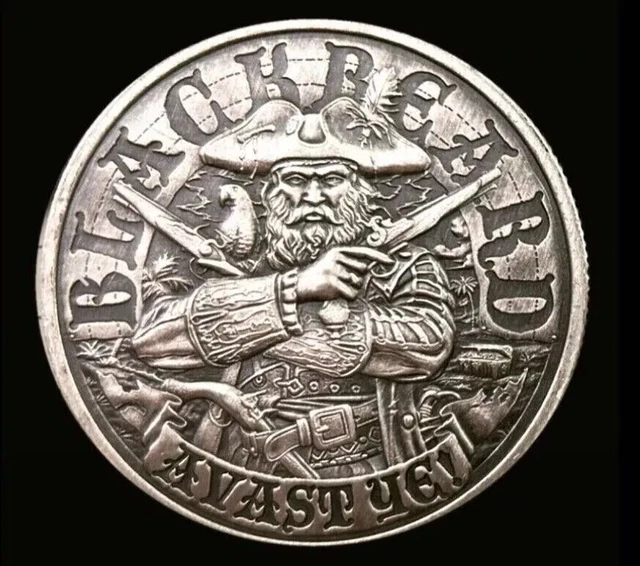 Ebay Live 25.19 Blackbeard Avast Ye! 1 oz Antique Silver Round