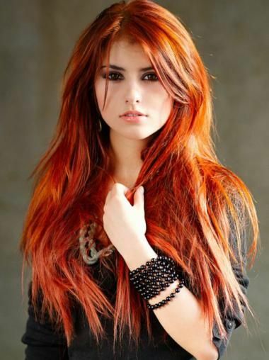 Copper Red Lace Front Wigs Straight Fashion Stylish for  display picture 2