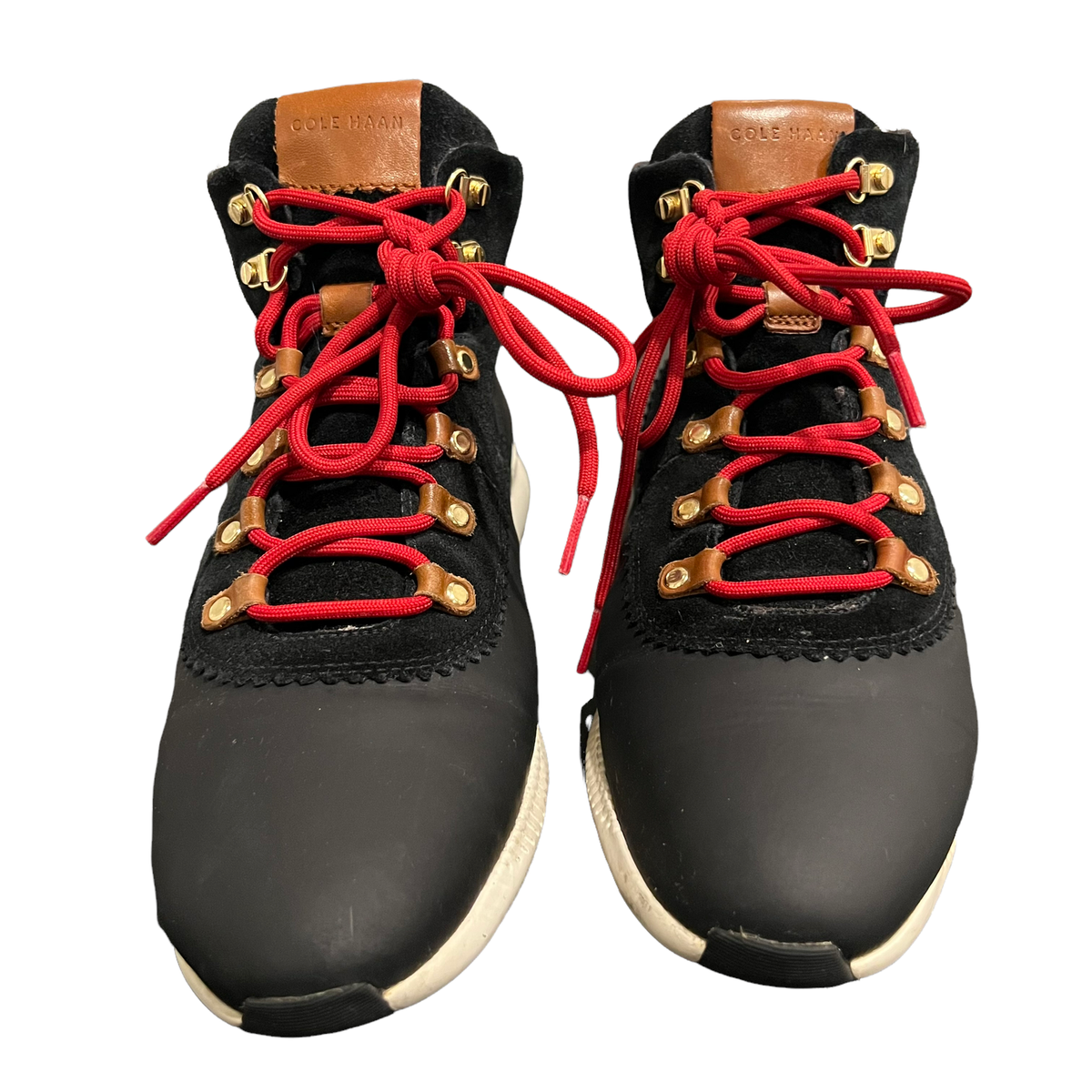 Cole Haan Black Red Lace Up Ankle Boot Shoes Womens  display picture 2