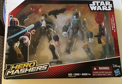 Opened Hasbro Disney STAR WARS Hero Mashers Han Solo vs. Boba Fett