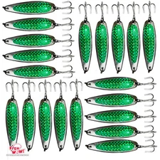 20pcs Fish WOW! 3oz Spoon Jig trolling crocodiles Casting bait Green laser tape