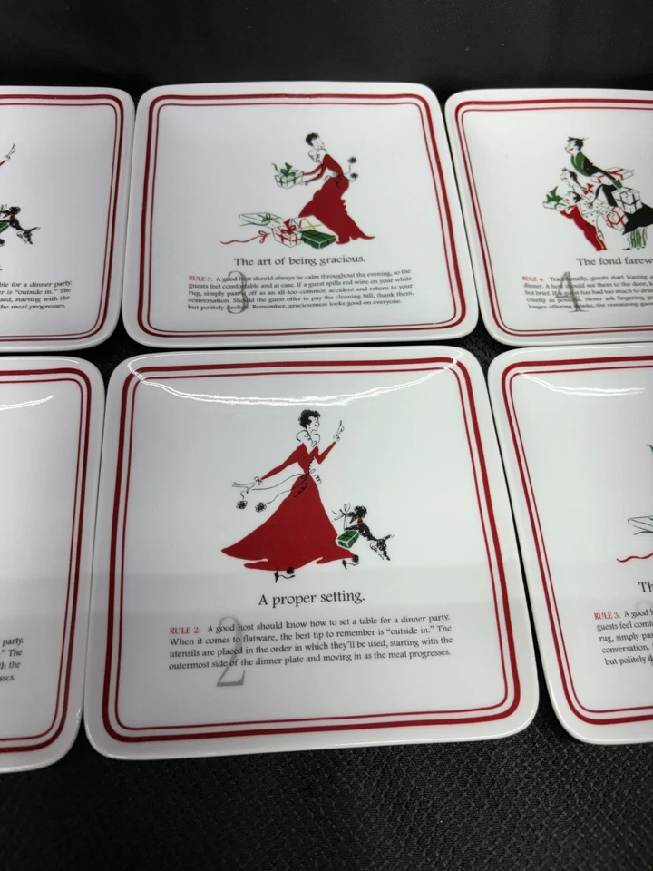 Juego de 8 (4 diseños) ~ Platos de Postre Williams Sonoma "ETIQUETA DE FIESTA" ~ 5 3/4" Foto 4 de 4