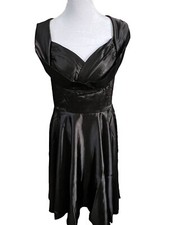 NWT! PROM PARTY Little Black Maggie Tang Satin Dress Fit & Flare Medium