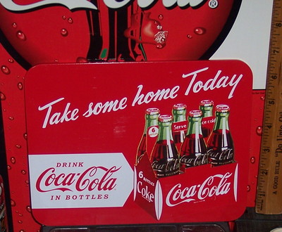 COCA - COLA TAKE SOME HOME TODAY TIN TRIVET CARDBOARD BACKED 8 1/2'' X 6 1/2''