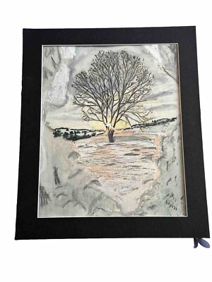 Mark Leary Art Watercolour Painting Veiw Of A Oak Tree Through A Snow Hole