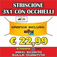 BANNER 3x1 mt STRISCIONE PUBBLICITARIO PVC PERSONALIZZATO GR.510 GRAFICA INCLUSA