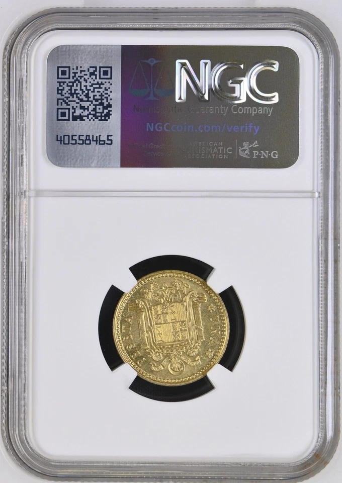 Spain , 1 Peseta 1975(76) , MS64 NGC, Juan Carlos I - Image 2 of 2