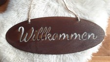 Edelrost Schild Willkommen Dekoration Terrasse Beet Wandbild 