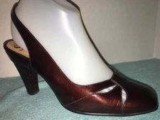 Sofft Classic Pumps Brown Patten Leather Ankle Strap Sandals size 8 N