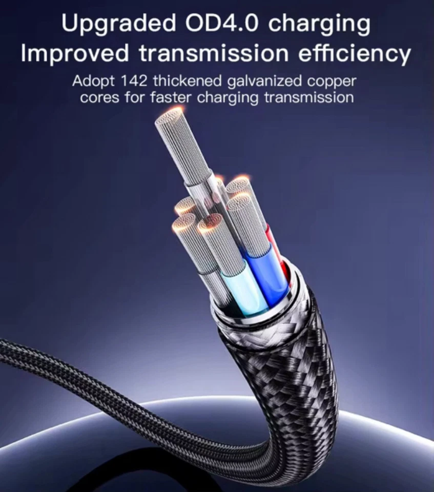 USB-A To C Braided 18W Fast Charge iPhone Tablet Android Laptop Data Cable - Image 4 of 4