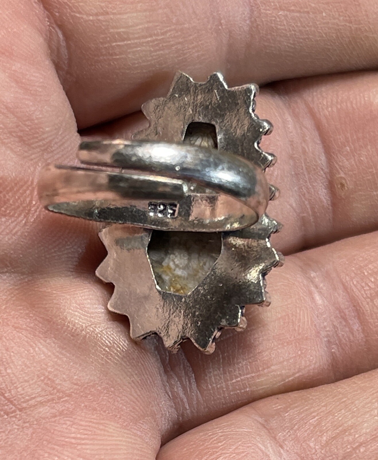 Fossil Coral Gemstone 925 Solid Silver Ring !!  S… - image 9