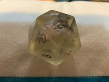 LARGE D20 Dice 50mm Big Oversized - Handmade Marshmallow Cat Die Dice.