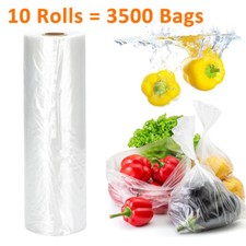 10 Rolls 12"x20" Clear Plastic Produce Bags Kitchen Food Storage Bags 350/Roll