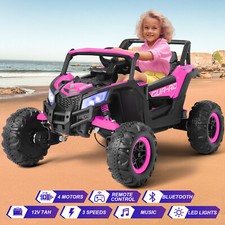Pink 12V Kids Ride On UTV Vehicle Electric Off-Road Car with Music, LED, RC