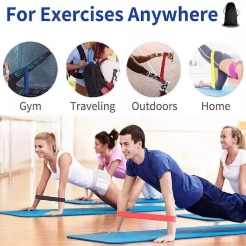 Resistance Bands Loop Set of 5 Exercise Workout Therapy Fitness Yoga Booty Band - Picture 12 of 21