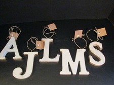 White Marble Initials with Gold Leaf Border, Various Letters, NWT