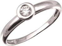Damenring Ring SolitäR Brillant 0.15 Carat W/P2 WeißGold 585 14Kt Zargenfassung