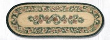 Braided Jute Hand Stenciled Oval Table Runner. Earth Rugs. PINECONE. 13"X36"
