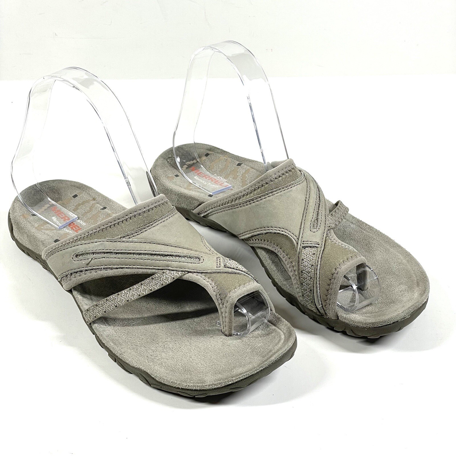 Merrell Women's Terran Post II Taupe Slide Toe Loop Comfort Leather Sandals  7 | eBay