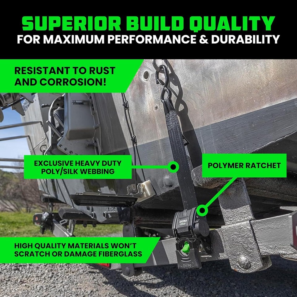 Retractable Boat Trailer Straps (2Pack) Heavy Duty 2 Inch x 42 Inch