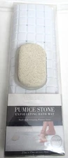 Bath Bliss Pumice Stone Bath Mat Exfoliating & Anti-Slip 27" x 15"  White New