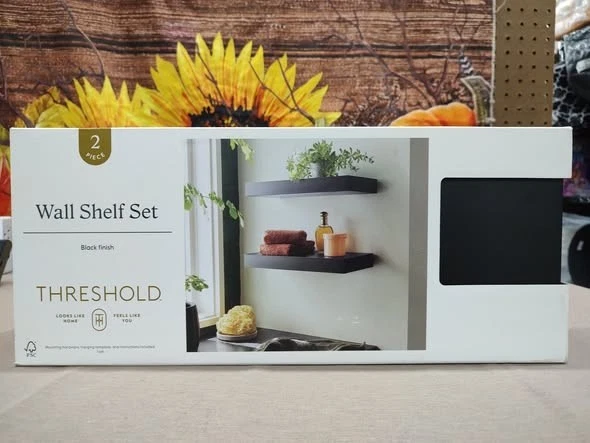 Threshold 2pc Traditional Wall Shelf Set Black - 15.75in X 4in X 1.75in