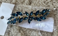 Faux Blue Rhinestone Crystal Small Hair Barrette Clip