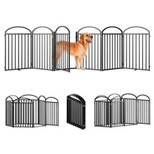 SNUOWU 6-Panel 144" Extra Wide 32" Tall Freestanding Full Metal Dog Gate w/ Door